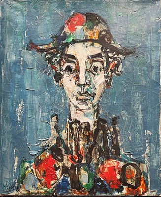 ** Paul Aizpiri - ** Paul Aizpiri 1919-2016 (French) Clown oil on canvas 73x60 cm signed lower 