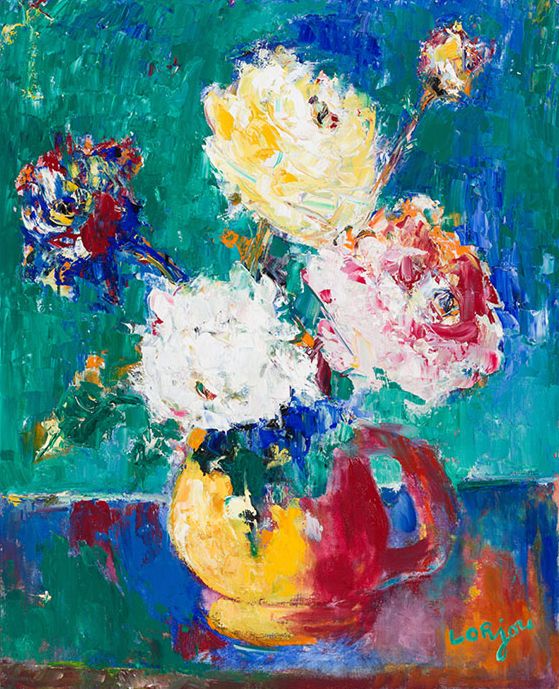 **Bernard Lorjou - **Bernard Lorjou 
1908-1986 (French) 
Vase of flowers 
oil on canvas 