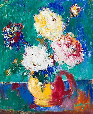 **Bernard Lorjou - **Bernard Lorjou 1908-1986 (French) Vase of flowers oil on canvas 99.70x81.30 