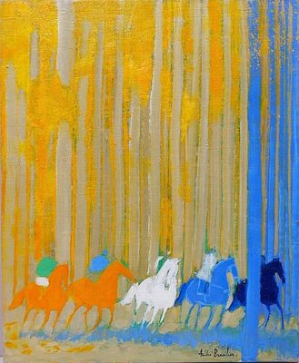 ** Andre Brasilier - ** Andre Brasilier b.1929 (French) Sous-bois dore, 1997 oil on canvas 55x46 