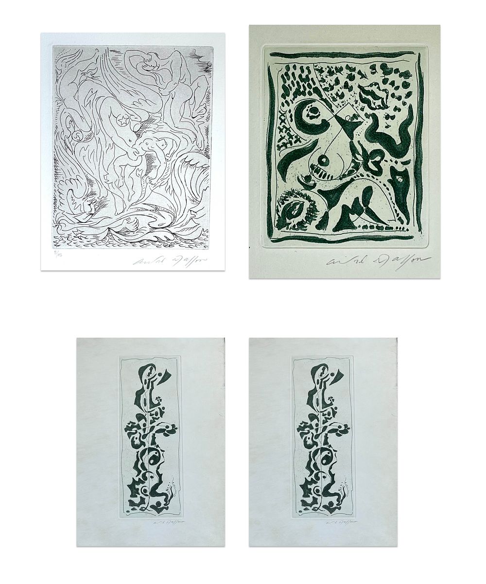 ** Andre Masson - ** Andre Masson 
1896-1987 (French) 
Lot includes 4 works; 1. Blue Moon Press- 