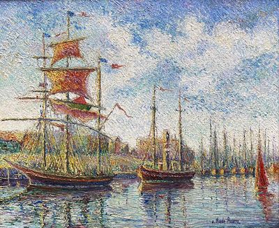 ** Hugues Claude Pissarro - ** Hugues Claude Pissarro b.1935 (French) Sailboats, France oil on 