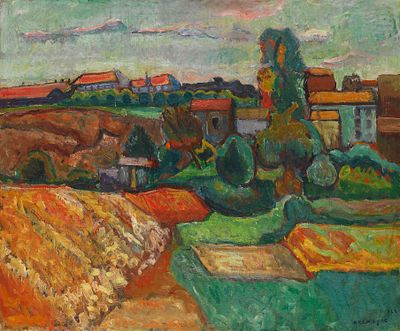 ** Pinchus Kremegne - ** Pinchus Kremegne 1890-1981 (French, Belarusian) Landscape, 1922 oil on 