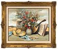 ** Marcel Dyf - ** Marcel Dyf 1899-1985 (French) Still Life with flowers and a mandolin oil on תמונה - 2