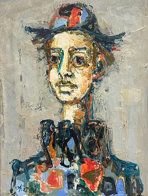 ** Paul Aizpiri - ** Paul Aizpiri 1919 -2016 (French) Harlequin oil on canvas 65x50 signed lower 