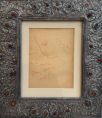 ** Jean Cocteau - ** Jean Cocteau 1889-1963 (French) Figure, 1958 red pencil on paper 18.50x13 cm 