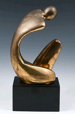 ** Modernist Abstract Figure Kneeling bronze sculpture sculpture 28.5 cm ; with the base 38.7 