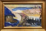 ** Mane Katz - ** Mane Katz 1894-1962 (Ukrainian, French) Village with the pink rofftops oil on תמונה - 3