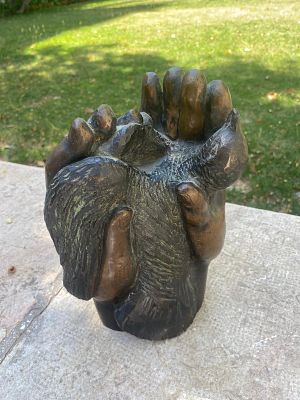 Pigeon in hands bronze sculpture 25x15x10 cm weight 3.5 Kg Other Notes: Location: Israel. For 