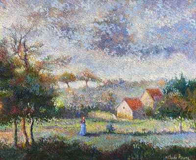 ** Hugues Claude Pissarro - ** Hugues Claude Pissarro b.1935 (French) Landscape with figure oil on 
