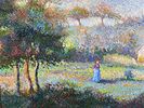 ** Hugues Claude Pissarro - ** Hugues Claude Pissarro b.1935 (French) Landscape with figure oil on תמונה - 4