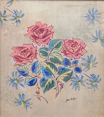 ** Jean Dufy - ** Jean Dufy 1888-1964 (French) Roses watercolor gouache on paper 60x54 cm stamped 