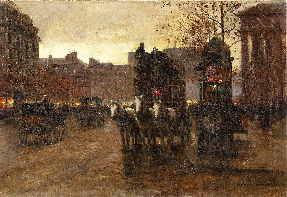** Edouard Cortes - ** Edouard Cortes 1882-1969 (French) Place de la Madeleine, Le Soir oil on 