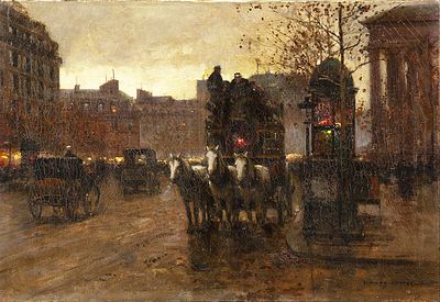 ** Edouard Cortes - ** Edouard Cortes 1882-1969 (French) Place de la Madeleine, Le Soir oil on 