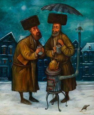 ** Boris Shapiro - ** Boris Shapiro b.1968 (Russian, Israeli) Vos iz neias oil on canas 74x51 cm 