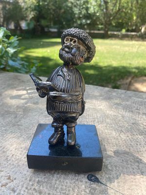** Frank Meisler - ** Frank Meisler 1929-2018 (German, Israeli) Man silver 925 sculpture on black 