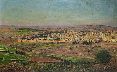 ** Ludwig Blum - ** Ludwig Blum 1891-1975 (Israeli) Jerusalem Landscape, 1954 oil on canvas 