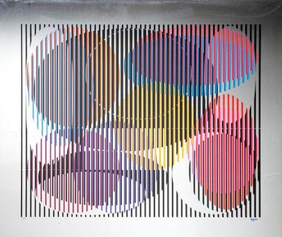 ** Yaacov Agam - ** Yaacov Agam b.1928 (Israeli) Cosmic Relationship, circa 1979 serigraph on 