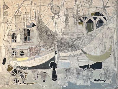 ** Claude Venard - ** Claude Venard 1913-1999 (French) The Port oil on canvas 80x100 cm signed 