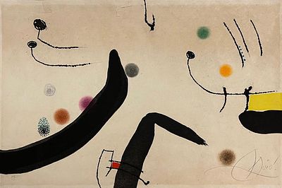 ** Joan Miro - ** Joan Miro 1893-1983 (Spanish) Pl.17 from 'Le marteau sans maמtre', 1976 etching 