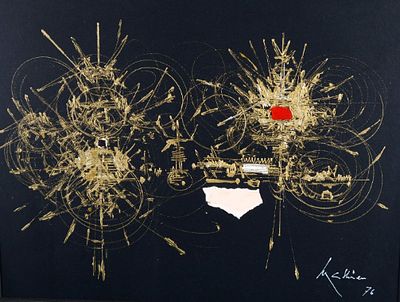 ** Georges Mathieu - ** Georges Mathieu 1921-2012 (French) Abstract composition, 1976 mixed media 