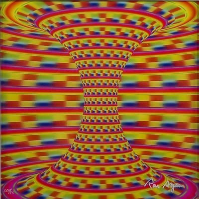 ** Ron Agam - ** Ron Agam b.1958 (Israeli) Hommage to Einstein Hologram / Lenticular 35.50x35.50 