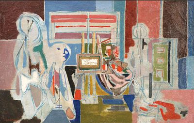 ** Jankel Adler - ** Jankel Adler 1895-1949 (Polish) The artist Studio, c. 1940 oil on canvas 