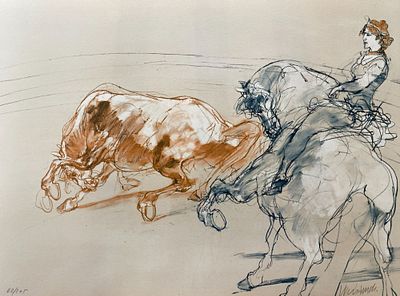 ** Claude Weisbuch - ** Claude Weisbuch b.1927 (French) 2 works - Woman and bull lithograph 49x65 