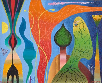 ** Yohanan Simon - ** Yohanan Simon 1905-1976 (Israeli) Vegetative Contrast, 1971 oil on canvas 
