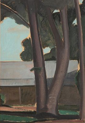 ** ישראל הרשברג - ** Israel Hershberg b.1948 (Israeli) Trees, c.1980 watercolor on paper 