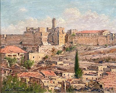 ** לודוויג בלום - ** Ludwig Blum 1891-1975 (Israeli) David Citadel, Jerusalem, 1954 oil on canvas 