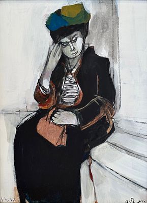 ** רות שלוס - ** Ruth Schloss 1922-2013 (Israeli) Woman oil on canvasboard 40x30cm signed lower 