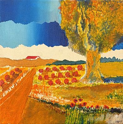 ** עודד פיינגרש - ** Oded Feingersh b. 1938 (Israeli) Tree acrylic on canvas 30x30 cm signed lower 