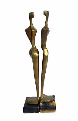 Itzik Ben Shalom b.1945 (Israeli) Couple, 1986 bronze sculpture 43x11cm signed, dated and 