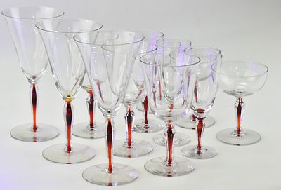 COLLECTION OF MORGANTOWN CASED CADMIUM RUBY GLASS STEMWARE. A collection of Morgantown cased 