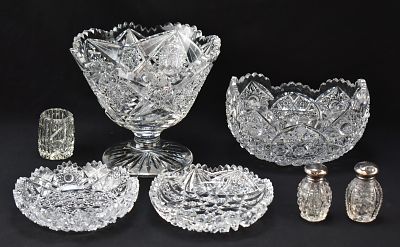 COLLECTION OF ANTIQUE BRILLIANT CUT CRYSTAL GLASSWARE. A collection of antique brilliant cut 