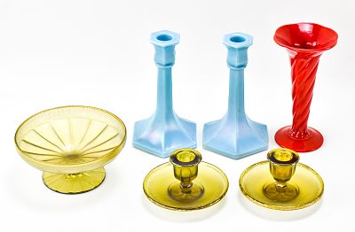 COLLECTION OF NORTHWOOD GLASSWARE. A collection of Northwood glassware, including: one pair of 