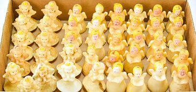 VINTAGE CHRISTMAS ANGEL CANDLES: TAVERN & GURLEY. This lot includes approximately 41 vintage 