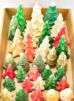 VINTAGE CHRISTMAS TREE CANDLE ASSORTMENT: GURLEY & TAVERN. This lot includes approximately 32 