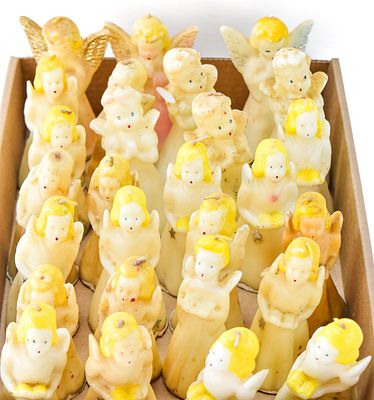 VINTAGE CHRISTMAS ANGEL CANDLES: GURLEY & TAVERN. This lot includes 27 vintage Christmas angel 