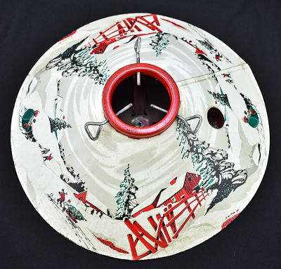 VINTAGE CHRISTMAS PAINTED ENAMEL TREE STAND. A vintage Christmas painted enamel cone tree stand 