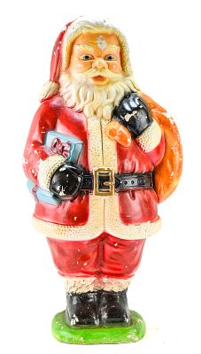 VINTAGE CHRISTMAS PLASTER SANTA CLAUS. A vintage Christmas plaster and metal frame Santa Claus 