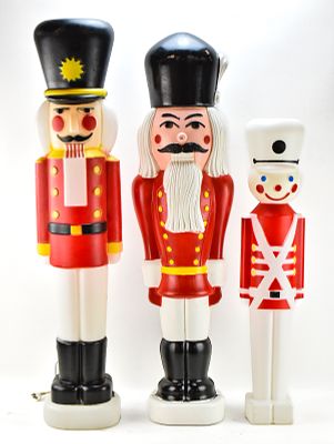 THREE CHRISTMAS BLOW MOLD NUTCRACKERS. Three Christmas blow mold nutcrackers. Two are marked 