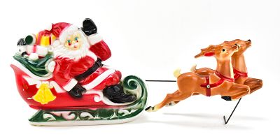 VINTAGE CHRISTMAS C. 1970 EMPIRE SANTA CLAUS & REINDEER BLOW MOLD. A vintage Christmas Empire 