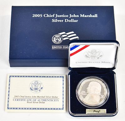 2005 UNITED STATES MINT CHIEF JUSTICE JOHN MARSHALL UNCIRCULATED SILVER DOLLAR. A 2005 United 