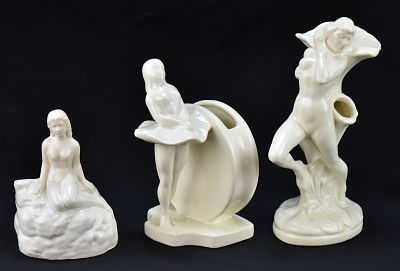 ART NOUVEAU-STYLE NUDE FIGURAL VASES. An assortment of art nouveau-style nude figural vases 