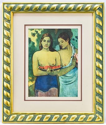 PAUL GAUGUIN "TWO TAHITIAN WOMEN" LITHOGRAPH. Lithographic print "Two Tahitian Women" on paper 