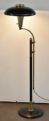 MIDCENTURY ART DECO STYLE FLYING SAUCER FLOOR LAMP. Midcentury art deco style flying saucer 