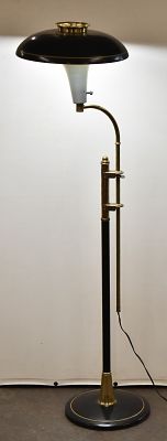 MIDCENTURY ART DECO STYLE FLYING SAUCER FLOOR LAMP. Midcentury art deco style flying saucer 