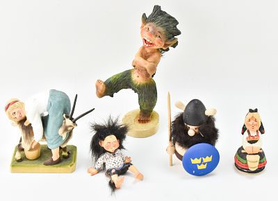 SCANDINAVIAN SCULPTURE ASSORTMENT. An assortment of five sculptures made in Norway and Sweden 